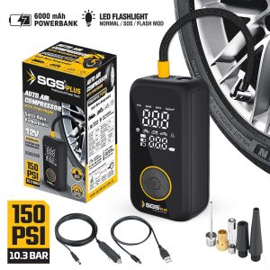 SGS ŞARJLI HAVA KOMPRESÖRÜ DİJİTAL 12V 6.0 Ah (150 PSI)